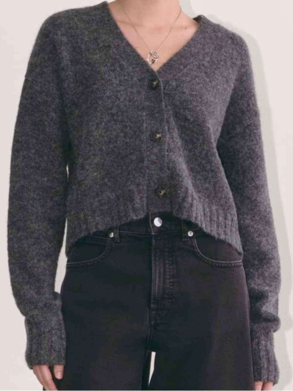 Everlane Dark Gray V-Neck Button-Front Cardigan